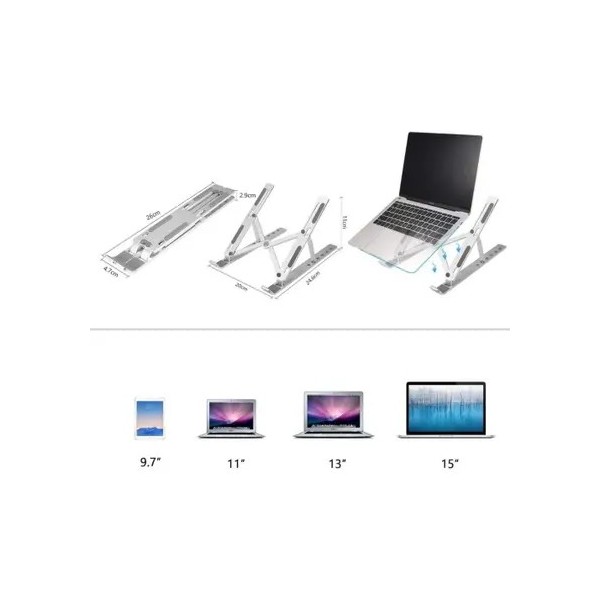 Suporte Aluminio De Notebook Articulado Dobrável Ergonomico Prateado - Marblue