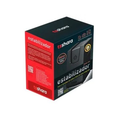 Estabilizador TS Shara Powerest 300VA, 115V, 4 Tomadas, Preto - 9100