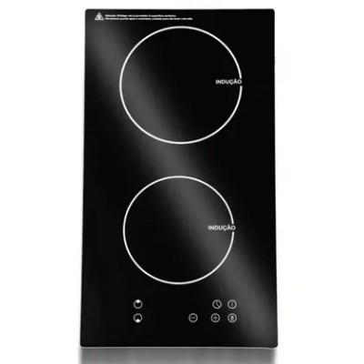 Fogão Cooktop Indução Elétrico 3500W 2 Bocas Vitrocerâmica Preto - mega prime