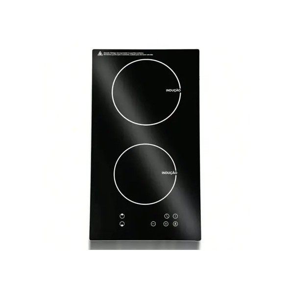 Fogão Cooktop Indução Elétrico 3500W 2 Bocas Vitrocerâmica Preto - mega prime